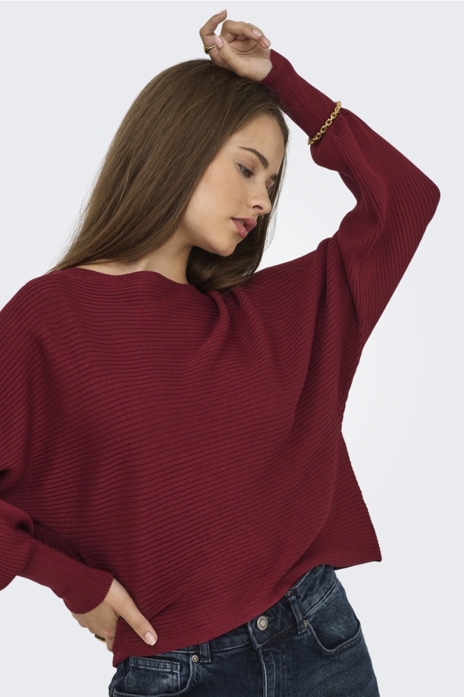 ONLADALINE LIFE L/S SHORT PULLO KNT 15226298 Cabernet